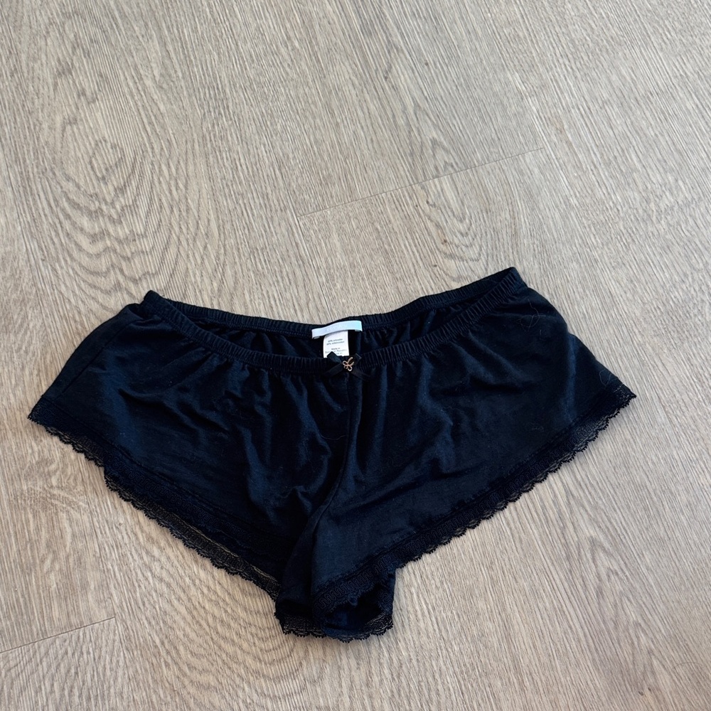 Eberjey Elegant Black Lace Trim Sleep Shorts